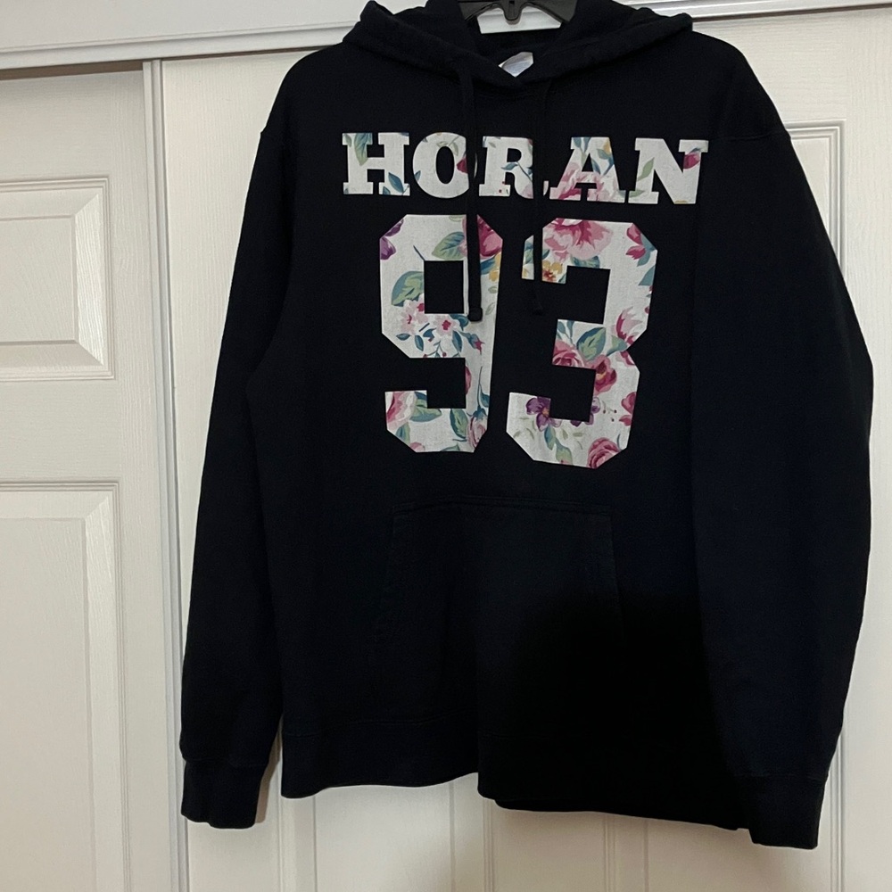 Black Hoodie with Floral Print 'Horan 93'
